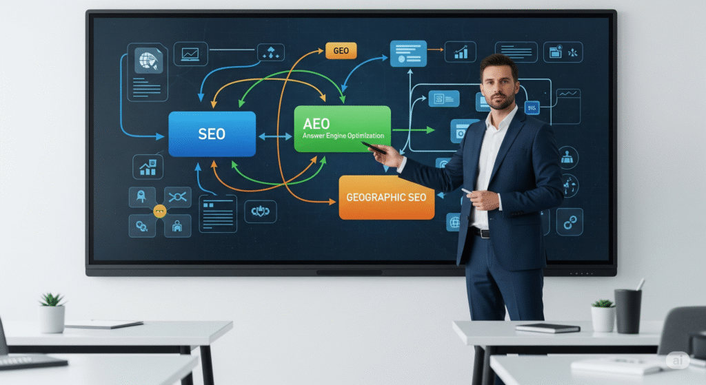 AEO vs. GEO vs. Traditional SEO.